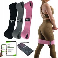 ZESTAW 3 GUM DO ĆWICZEŃ HIP MINI BAND, GUMY MATERIAŁOWE MOCNE TAŚMY