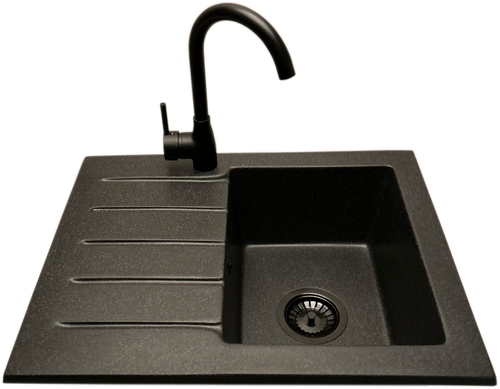 Zlewozmywak jednokomorowy z ociekaczem ARAGON grafit z lewym ociekaczem + bateria LUNA na Arena.pl