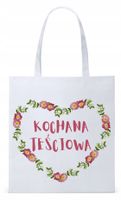 Dla Teściowej Mamy Prezent Torba Eco Biała Shopper Z Nadrukiem Ze Zdjęciem