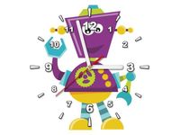 30X30CM ZEGAR FIOLETOWY ROBOT OBRAZ DREWNO