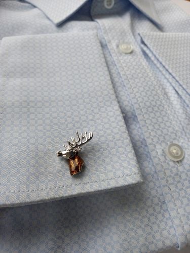 Spinki do mankietów dla myśliwego Głowa Jelenia Jeleń z Porożem + Pudełko na Arena.pl