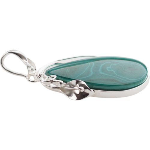 Zawieszka malachit łza w srebrze z liśćmi na Arena.pl