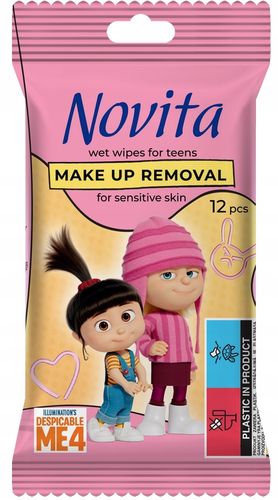novita minionki chusteczki nawilżane do demakijażu dla nastolatków, 12 szt. na Arena.pl