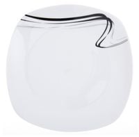Talerz obiadowy kwadratowy płytki LILA 25,5 cm biała porcelana paski