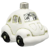 Bombka choinkowa szklana: Auto Garbus: biały