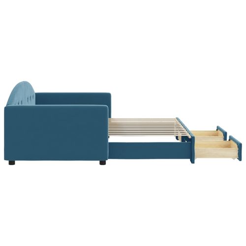 Sofa rozsuwana z szufladami, niebieska, 90x200 cm, aksamit na Arena.pl