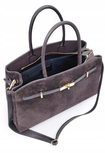 Torebka skóra zamszowa czekoladowa VeraPelle na Arena.pl