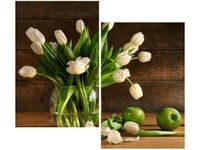 OBRAZ BUKIET JASNYCH TULIPANÓW KWIATY