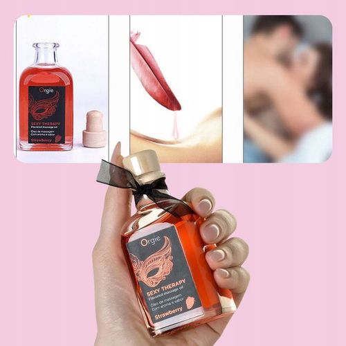 Olejek do masażu erotycznego ciała JADALNY truskawkowy ROZGRZEWAJĄCY 100 ml na Arena.pl