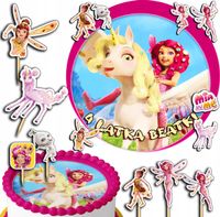 ZESTAW OPŁATEK NA TORT 20CM + TOPPERY PAPIEROWE - MIA I JA + IMIĘ 15CM 18CM