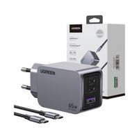 Ładowarka sieciowa Ugreen Nexode Pro USB + 2xUSB-C 65W Czarna + kabel USB-C