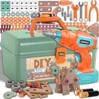 ZESTAW MAJSTERKOWICZA DLA DZIECI NARZĘDZIA WKRĘTARKA ŚRUBKI SKRZYNKA 144 EL