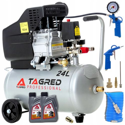 SPRĘŻARKA POWIETRZA KOMPRESOR OLEJOWY 3,4KM 24L + ZESTAW PNEUMATYCZNY na Arena.pl