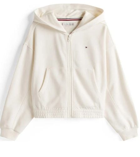 Luźna bluza z kapturem i teksturowanym logo TOMMY HILFIGER SIZE16 na Arena.pl