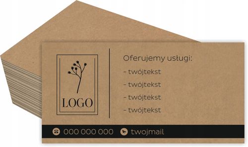 200 szt Eko wizytówki firmowe kraft 250g + PROJEKT karty metki cenówki na Arena.pl