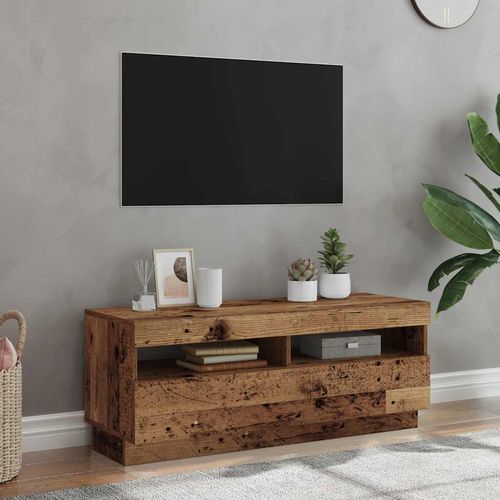 Szafka pod TV z oświetleniem LED, stare drewno, 100x35x40 cm na Arena.pl