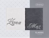 Zestaw ręczników MĄŻ i ŻONA srebrny + stalowy 50X90 cm bawełna