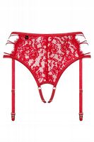 Czerwony pas do pończoch, ozdobne paseczki.