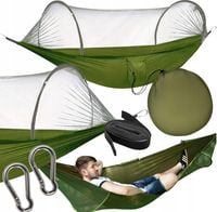 DUZY HAMAK TURYSTYCZNY Z MOSKITIERA LEZAK SURVIVALOWY PIKNIKOWY XXL WYGODNY