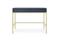 Eleganckie biurko MOLLY w kolorze granatowym / MT104 złoty stelaż