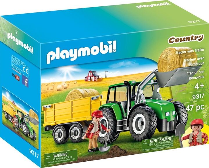 PLAYMOBIL DUŻY TRAKTOR Z ŁADOWACZEM I PRZYCZEPĄ 9317 + KATALOG Z PLAKATEM zdjęcie 2