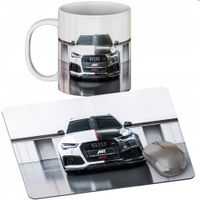 ZESTAW KUBEK + PODKŁADKA - AUDI BMW MERCEDES - PREZENT WIELE WZORÓW + IMIĘ