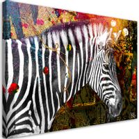 Obraz na płótnie, Zebra na kolorowym tle 90x60 90x60