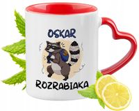 Kubek Czerwony Z Uszkiem W Kształcie Serca Dla Oskara Na Prezent