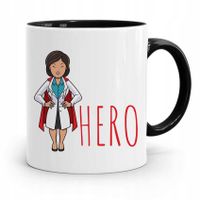 Kubek Czarny Dla Doktora Lekarza Lekarki Hero Z Nadrukiem Ze Zdjęciem
