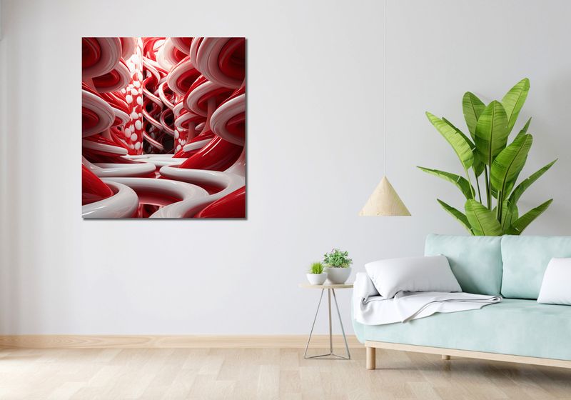 Obraz 90x100cm Czerwone Wiry zdjęcie 2