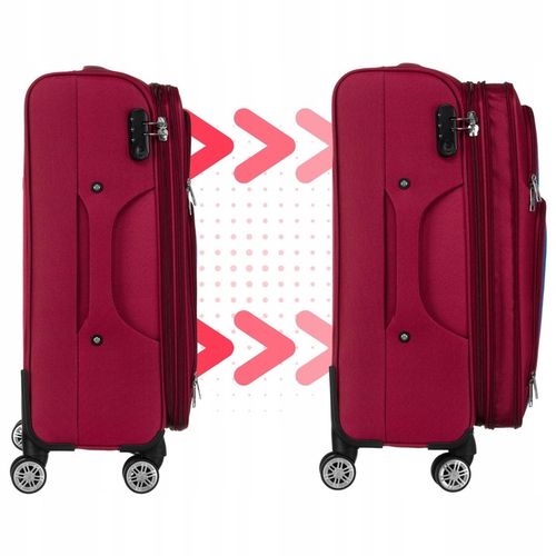 Duża walizka z wytrzymałej tkaniny poliestrowej w czerwono-niebieskim kolor na Arena.pl