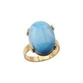 Pierścionek regulowany - owalny Larimar 18x13 mm w srebrze złoconym