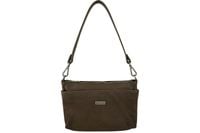 Pojemna torebka listonoszka ze skóry i zamszu - Beżowa ciemna