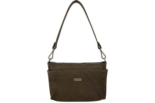 Pojemna torebka listonoszka ze skóry i zamszu - Beżowa ciemna na Arena.pl