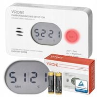 CZUJNIK CZADU DETEKTOR TLENKU WĘGLA GAZU CO 10 LAT + TERMOMETR + BATERIE