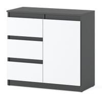 Komoda Do Sypialni 80cm 3 Szuflady Nowoczesna Młodzieżowa Szara Biała Mat