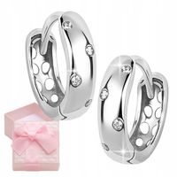 KOLCZYKI SREBRNE DLA DZIEWCZYNKI KÓŁKA Z CYRKONIAMI 12 MM RODOWANE PREZENT