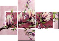 100CM 80 OBRAZ 3 ELEM SŁODYCZ MAGNOLII PUDROWYM RÓŻU ŚCIENNY