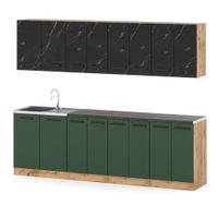 Kuchnia Duża Blat Vero 2.6m Pojemna Wotan San Sebastian Butelkowa Zieleń