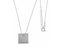 Delikatny rodowany srebrny naszyjnik gwiazd celebrytka pełny kwadrat sqare srebro 925 FL150N