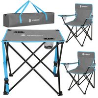 Zestaw kempingowy stolik i 2 krzesła z oparciem, składane meble turystyczne wędkarskie