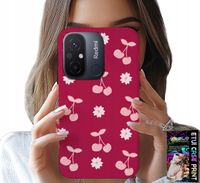 ETUI DO XIAOMI REDMI 12C - WISIENKI, WIŚNIE NA BORDOWYM TLE + FOLIA