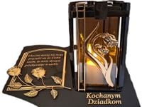 DZIADKOM ZNICZ LAMPION NA GRÓB PLK RÓŻA ZŁ CZARNY SKOS SENTENCJA+ ŚWIECA