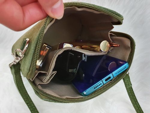 VERA PELLE torebka damska zamszowa listonoszka z paskiem V452 c.zielona na Arena.pl