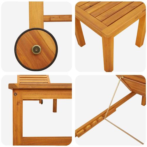 Leżak 1-osoba Brązowy 53 x 202 x 89cm Lite drewno akacjowe na Arena.pl