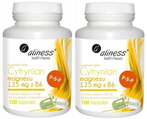 Aliness Cytrynian Magnezu 125mg P-5-P Witamina B6 Wsparcie układu nerwowego na Arena.pl