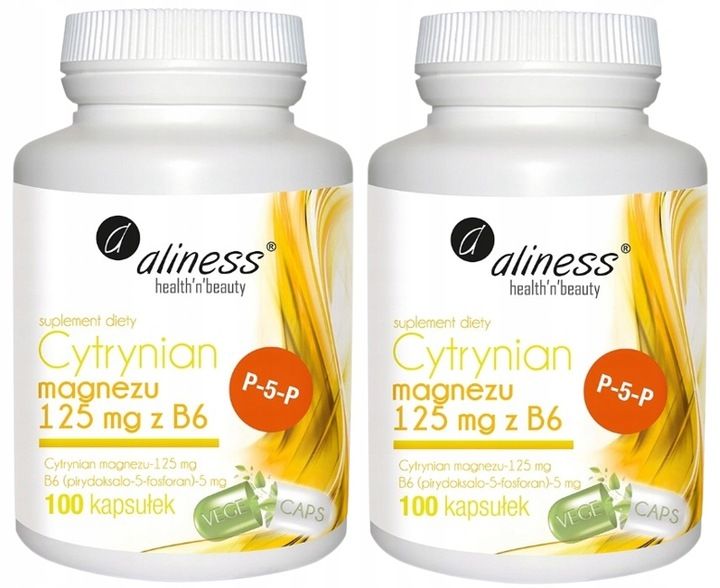 Aliness Cytrynian Magnezu 125mg P-5-P Witamina B6 Wsparcie układu nerwowego zdjęcie 1