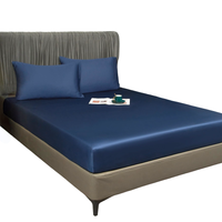 Prześcieradło z Gumką 160x200 Bambus Gładkie Oddychające Granatowe Miękkie