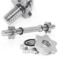 Gryf krótki 36 cm do hantli z zaciskami śr. 28 mm gwintowany, stal chromowana