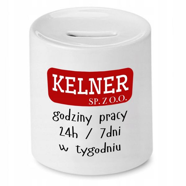 Skarbonka Prezent Dla Kelnera Godziny Pracy Z Nadrukiem Ze Zdjęciem zdjęcie 1